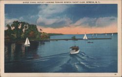 Barge Canal Outlet toward Seneca Yacht Club, Geneva, NY Postcard