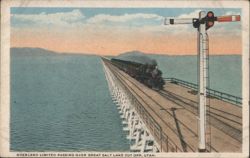 Overland Limited Train Great Salt Lake Cut Off Postcard