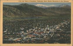 Air View of Pasadena with Sierra Madre Mountains Postcard