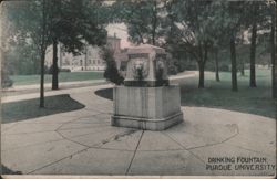 Drinking Fountain, Purdue University Postcard