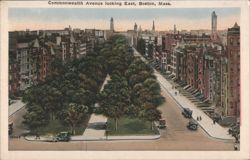 Commonwealth Avenue looking East, Boston Postcard