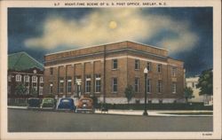 Night-Time Scene of U. S. Post Office Postcard