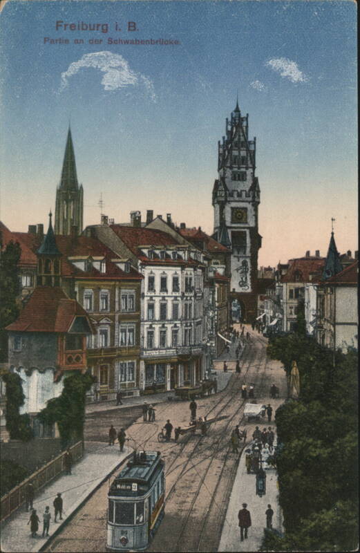 Freiburg i. B. Schwabenbrücke Street Scene & Tram Germany