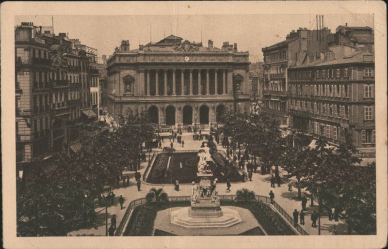 Marseille, La Place de la Bourse with Statue France