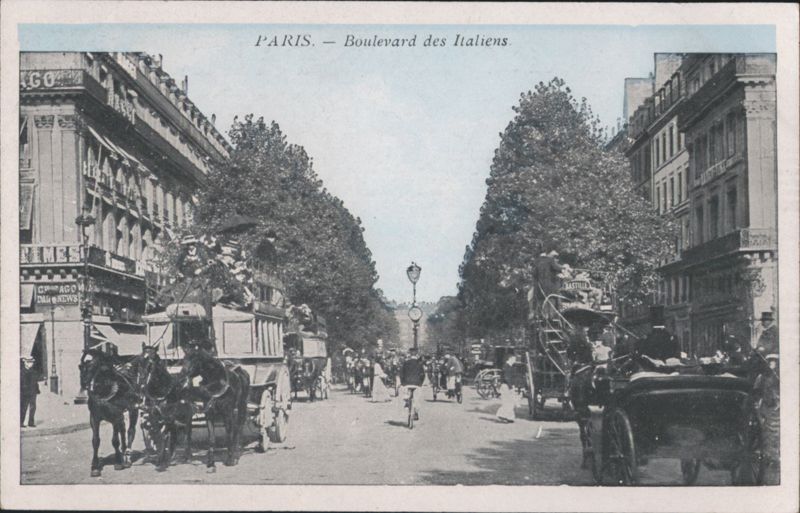 Paris - Boulevard des Italiens, Horse-Drawn Carriages France