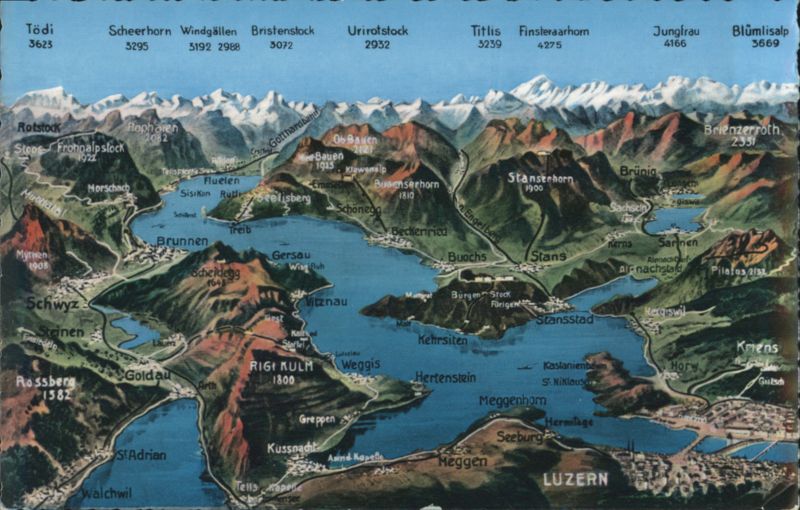 Vierwaldstättersee, Swiss Alps Peaks & Towns Luzern Switzerland