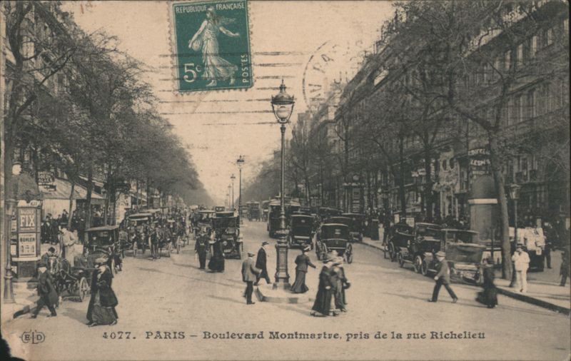 Boulevard Montmartre, pris de la rue Richelieu Paris France
