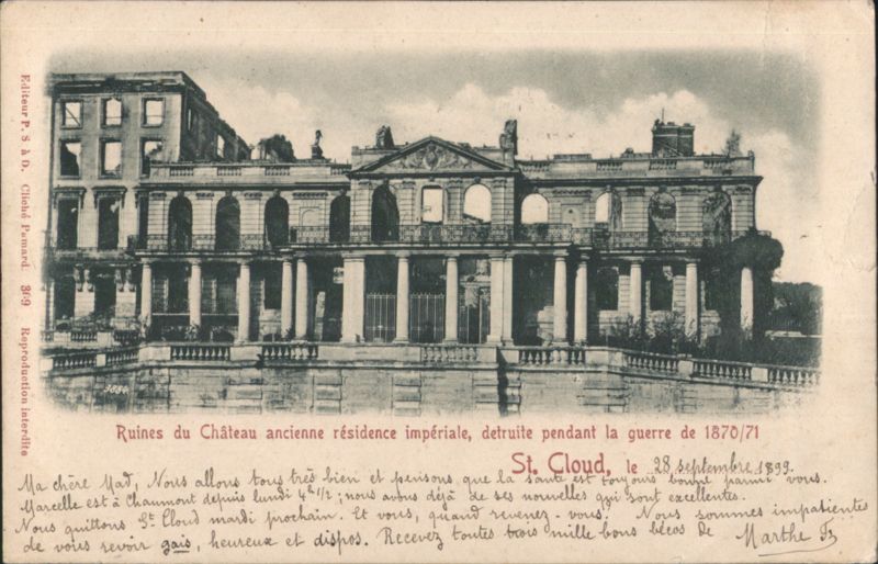 Ruins of Château, St. Cloud, destroyed 1870/71 War France