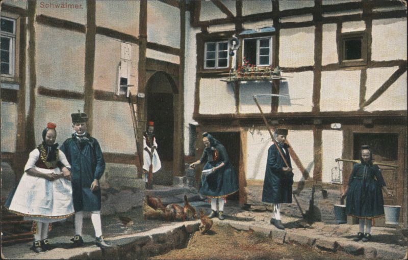 Hessian Costumes in Courtyard, Schwalm Region Germany