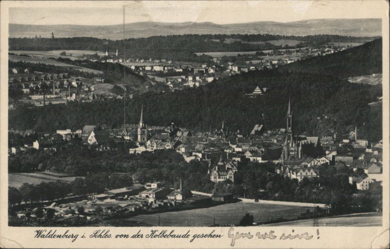 Waldenburg, Silesia, View from Kolbebaude Germany