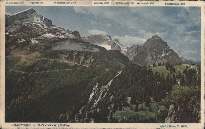 Panorama from Kreuzeck, Alpspitze, Zugspitze, Germany Garmisch-Partenkirchen