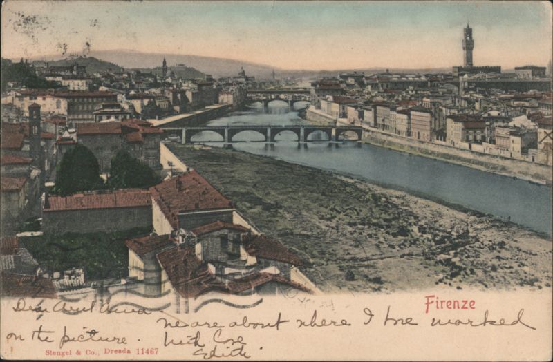 Florence City View, Arno River & Bridges Italy