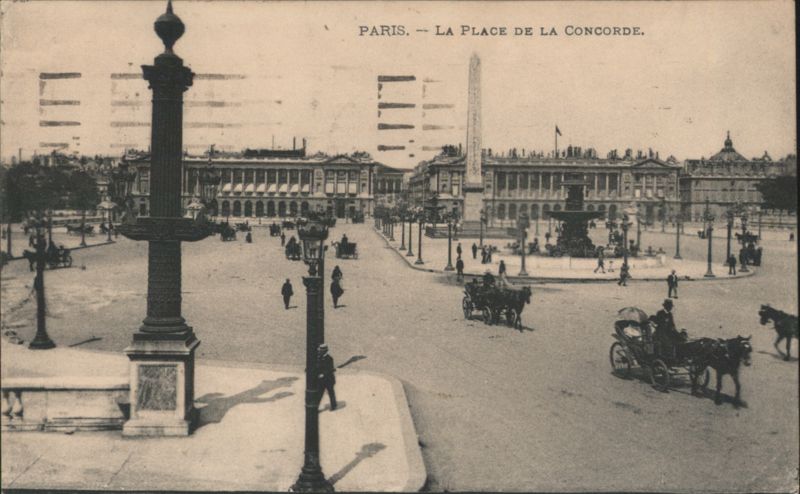 Place de la Concorde, Obelisk, Horse Carriages Paris France