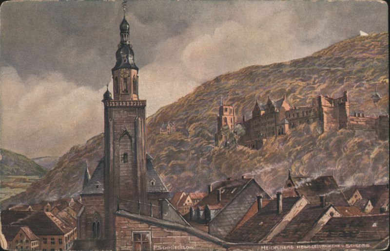 Heidelberg Heiliggeistkirche & Schloss Germany F. Schmiegelow