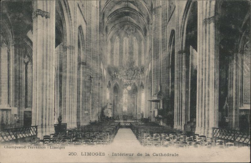 Limoges Cathedral Interior, Nave and Vaulted Ceiling France