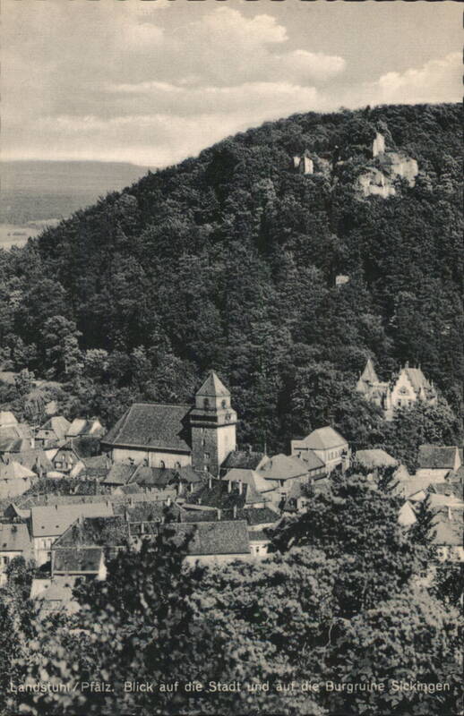 Landstuhl - View of City and Sickingen Castle Ruins Germany