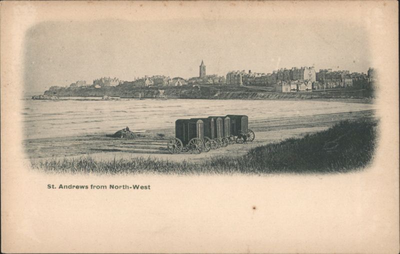 St. Andrews from North-West with Bathing Machines Scotland