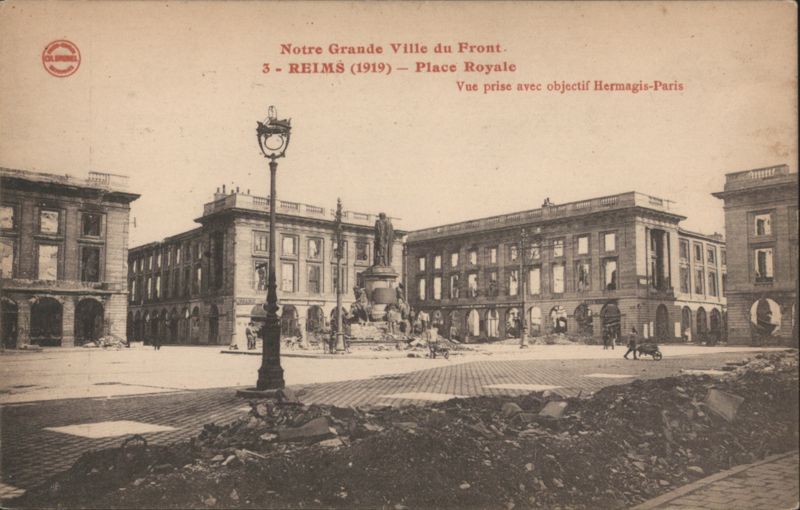 Reims Place Royale, 1919 War Damage France