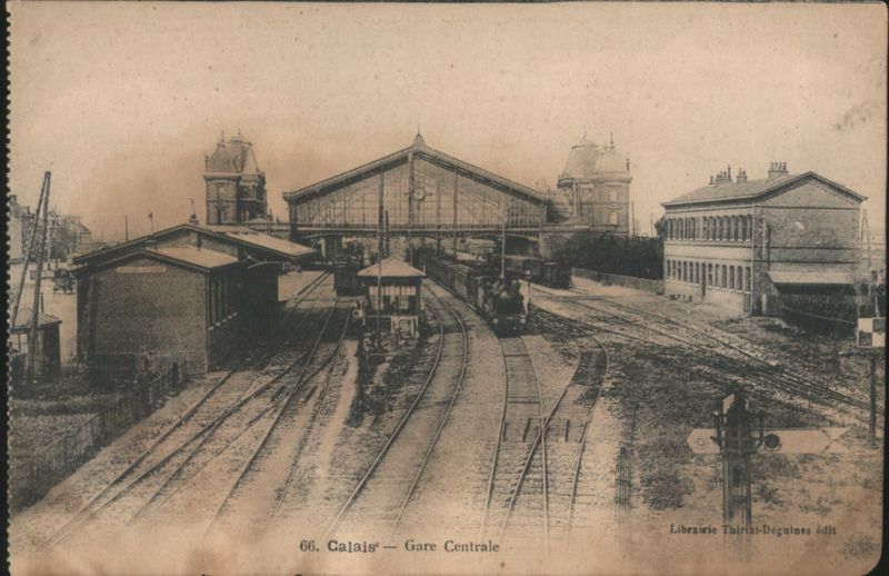 Calais Central Station with Trains France A. Thiriot & Cie. Toulouse