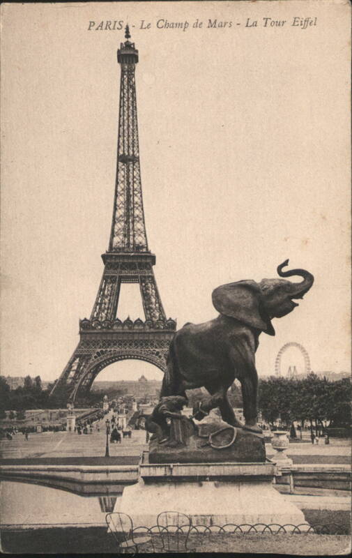 Eiffel Tower, Champ de Mars, Elephant Statue Paris France