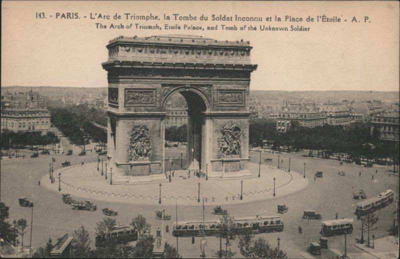 Arc de Triomphe, Tomb of Unknown Soldier, Place de l'Étoile Paris France
