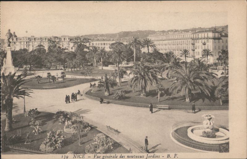 Nice, General View of New Gardens with Fountain France