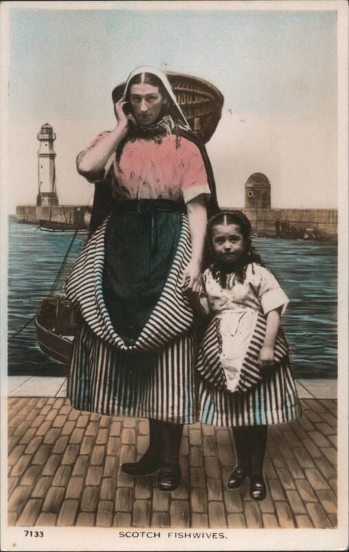 Scotch Fishwives with Child, Harbor Scene