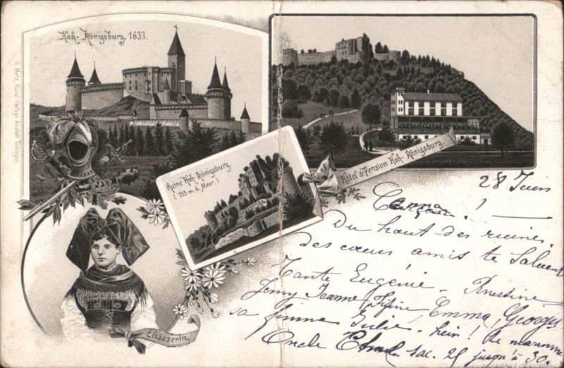 Hoh-Königsburg Castle, Hotel & Alsatian Woman Colmar France