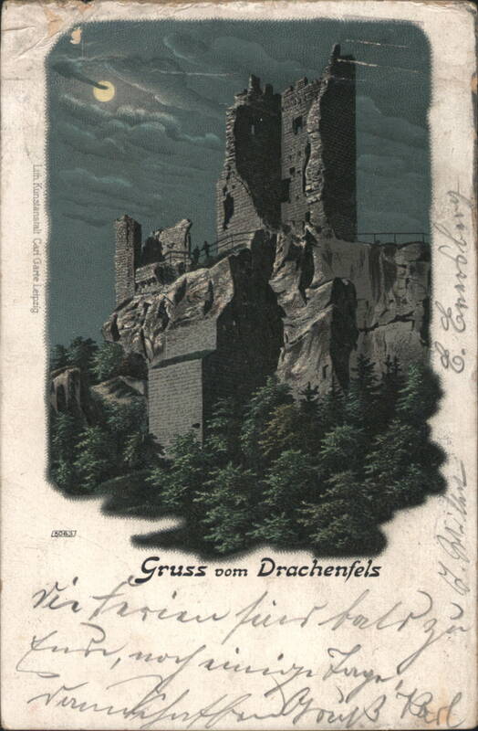 Drachenfels Castle Ruin, Moonlit Night Germany