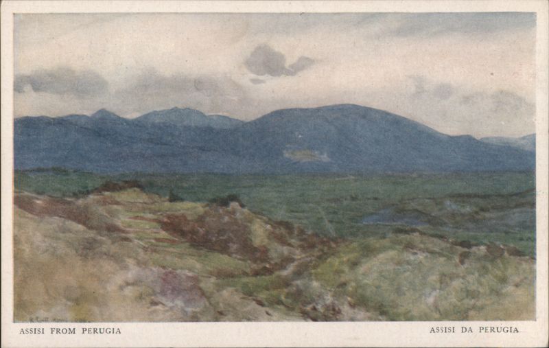 Assisi from Perugia Landscape View Italy R. C. Goff