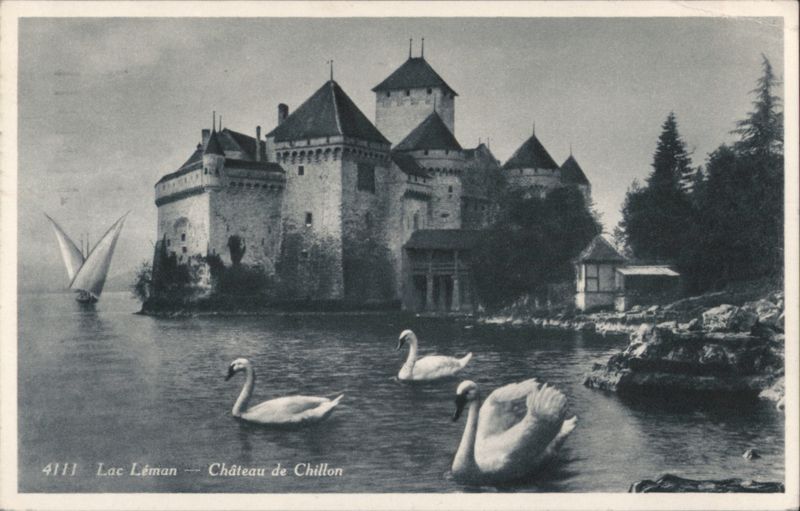 Château de Chillon, Lac Léman with Swans & Sailboat Switzerland