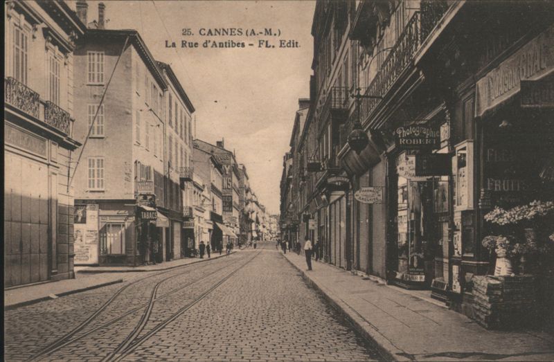 Cannes, La Rue d'Antibes Street with Tram Tracks France