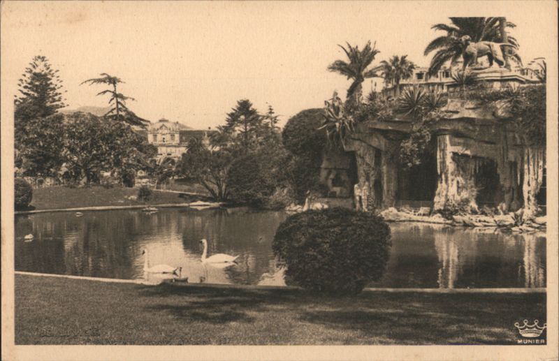 Nice Jardin Albert-Ier Grotto with Swans France MUNIER