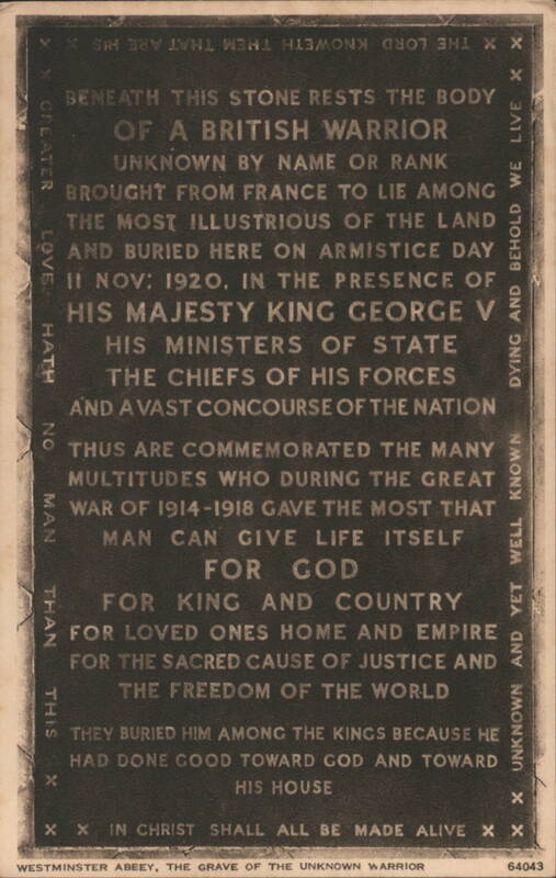 Grave of the Unknown Warrior, Westminster Abbey London United Kingdom