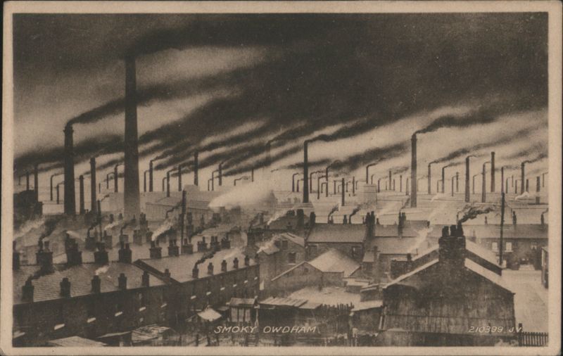 Smoky Owdham Industrial Landscape, Oldham, UK United Kingdom