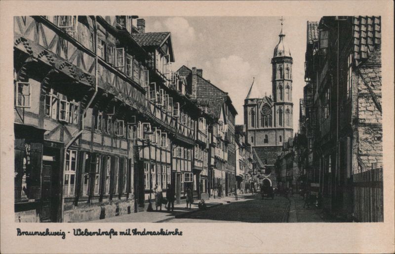 Weberstraße with Andreaskirche, Braunschweig Germany