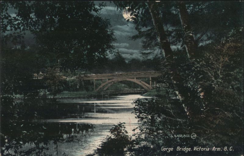 Gorge Bridge, Victoria Arm by Moonlight BC Canada British Columbia