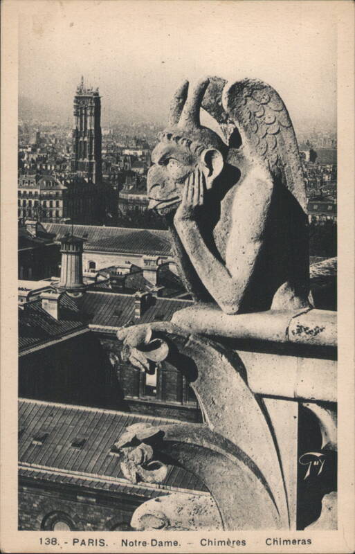 Notre-Dame Chimères, Paris Rooftops View France