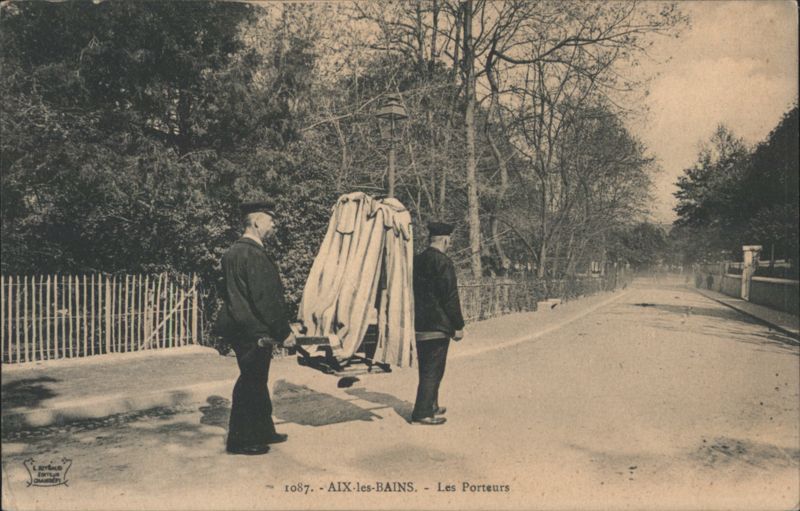 Aix-les-Bains Les Porteurs, Carriers with Covered Stretcher France