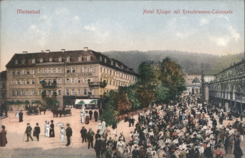 Hotel Klinger with Kreuzbrunnen-Colonnade Marienbad Czechoslovakia