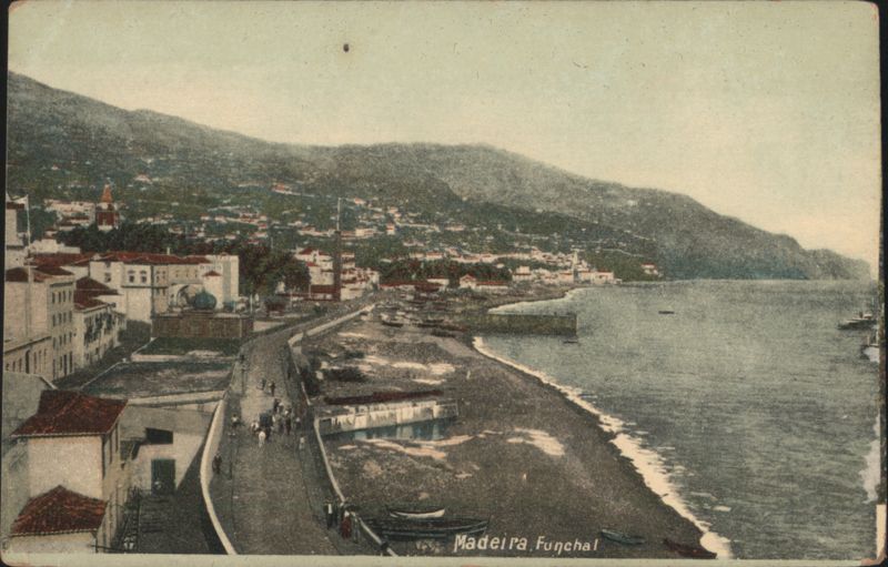 Madeira Funchal Coastal View with Beach and Mountains Portugal