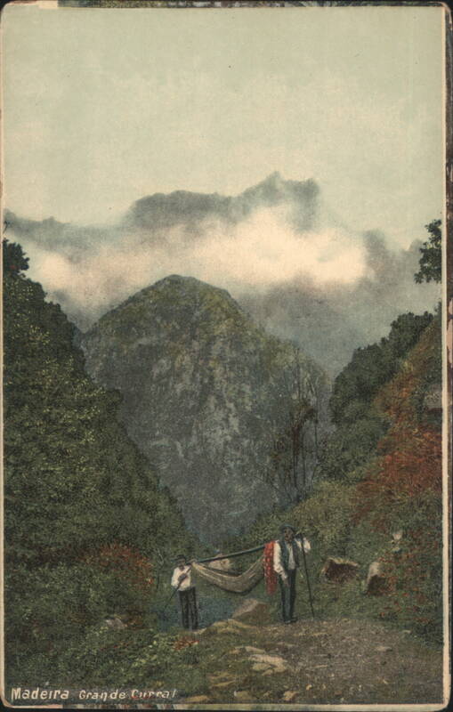 Madeira Grande Curral Mountain Valley with Men Curral das Freiras Portugal