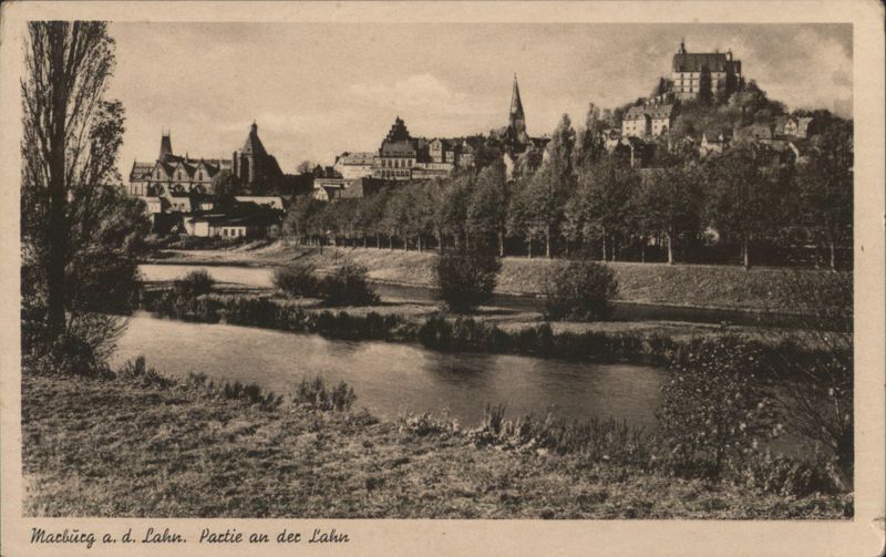 Marburg an der Lahn, View along the Lahn River Germany