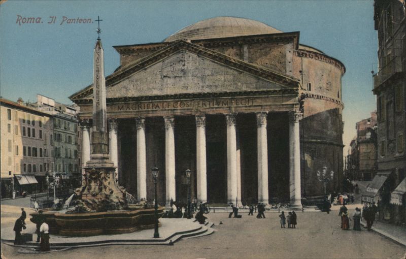 Pantheon and Fountain with Obelisk, Rome Italy