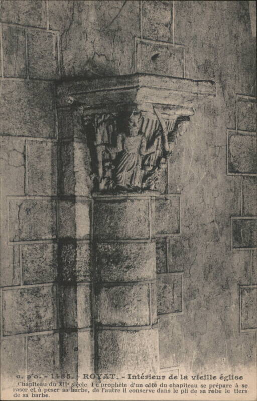 Royat Old Church, 12th-Century Capital with Prophet France