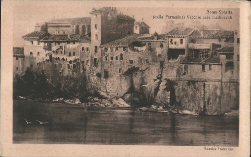 Roma Sparita Vecchie case medioevali Rome Italy E. Rössler Franz