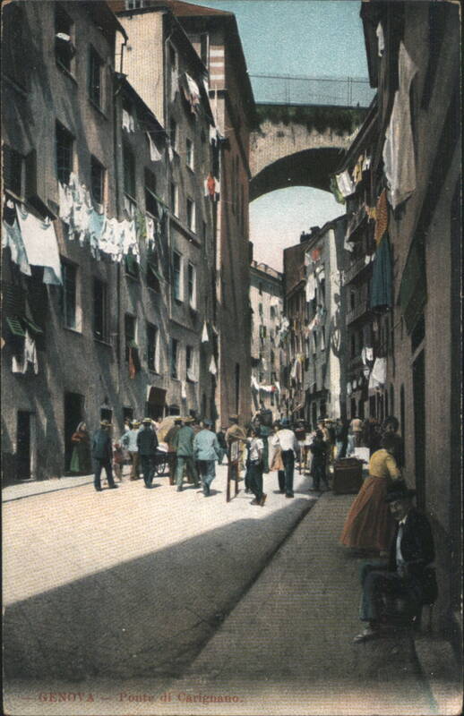 Genova, Ponte di Carignano Street Scene with Laundry Italy