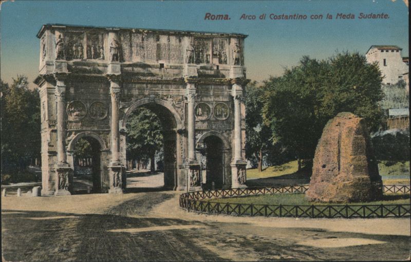 Arch of Constantine with Meta Sudans Rome Italy
