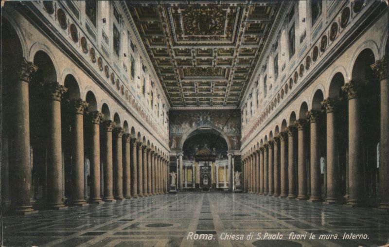 St. Paul Outside the Walls Basilica Interior, Rome Italy
