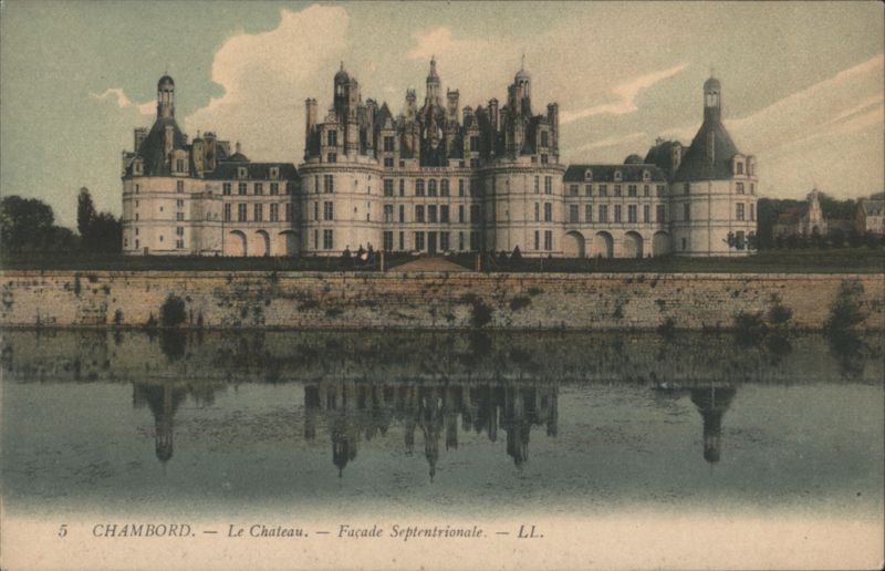 Chambord Château, Northern Facade, Water Reflection France